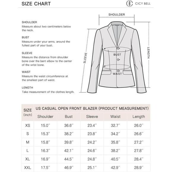 Womens Casual Blazers Open Front Long Sleeve Work Office Jackets Blazer - Picture 5 of 6